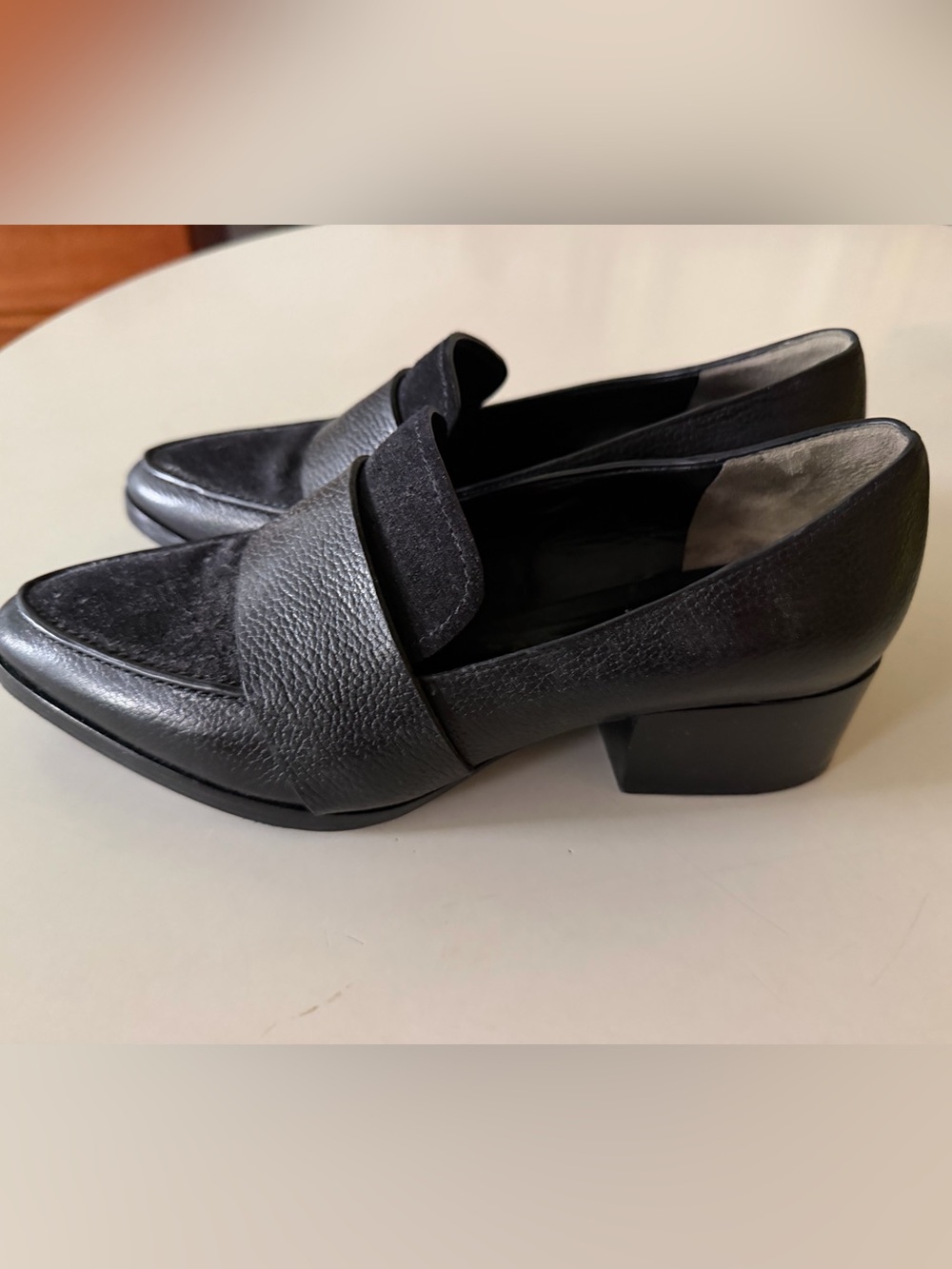 3.1 Phillip Lim Black Leather Mid Heel Loafers